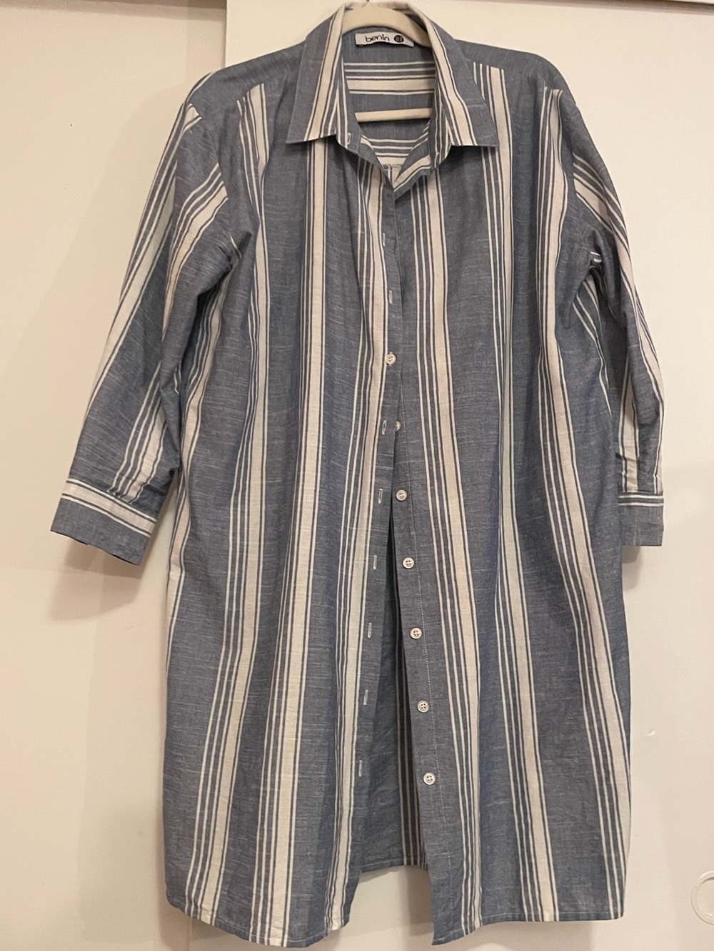 Benin US XL Button Down Shirt Dress Linen Feel